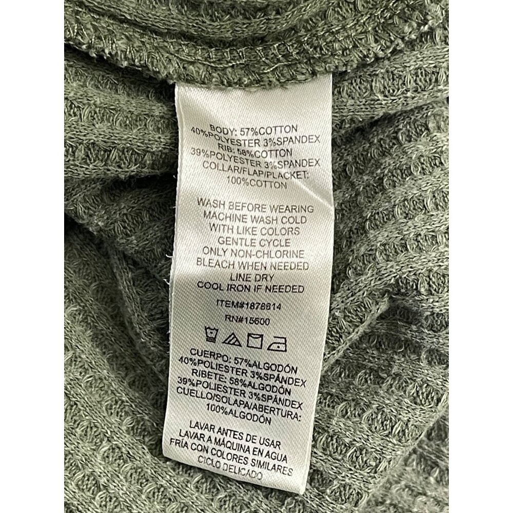 NWT Briggs Women's Relaxed Fit Button Long Sleeve Waffle Shirt Green - Picture 11 of 13